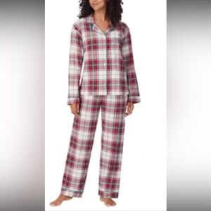 Bed Head 2 piece plaid button up shirt stretch pants pockets pajamas set NWOT
